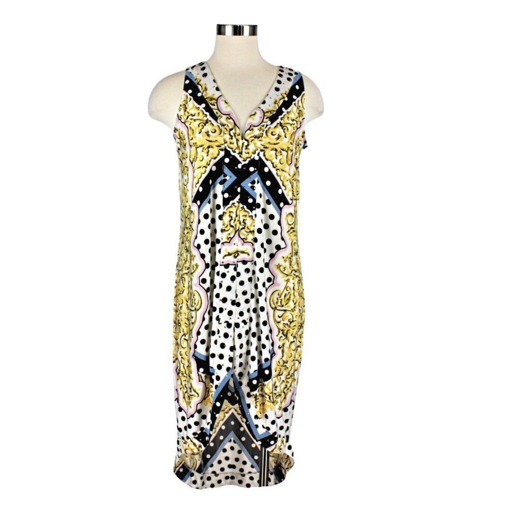 Sleeveless V-Neck Split Front Round Hem Embellished Women's Dress Size 10/12